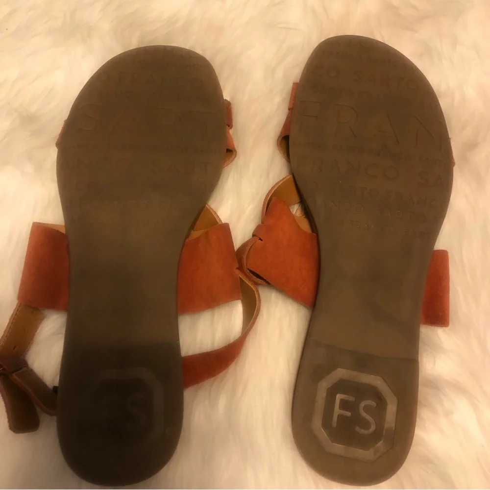 Franco Sarto Women's GIA Slingback Sandal Size 7M Orange Suede Flat